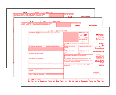 Blank printable 1098 mortgage form for print